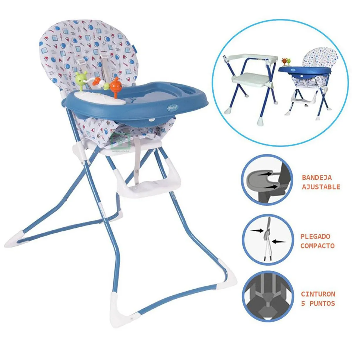 SILLA DE COMER BADALA 2 EN 1 PLEGABLE AZUL - 1