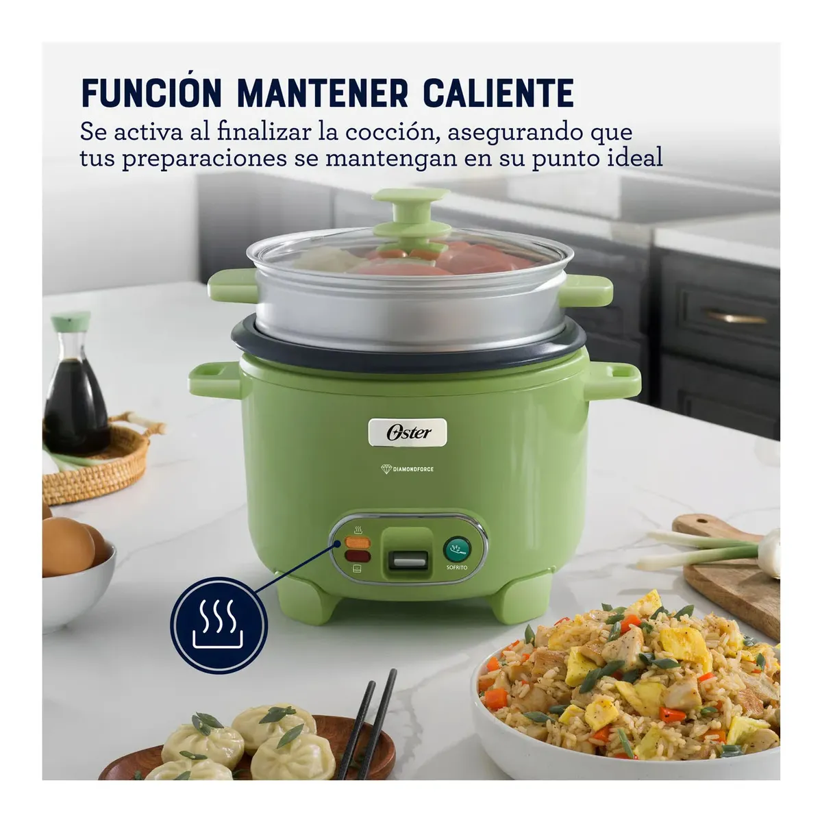 OLLA ARROCERA OSTER 1.8L 3 EN 1 FUNCIÓN DE SOFRITO VAPORERA VERDE - 5