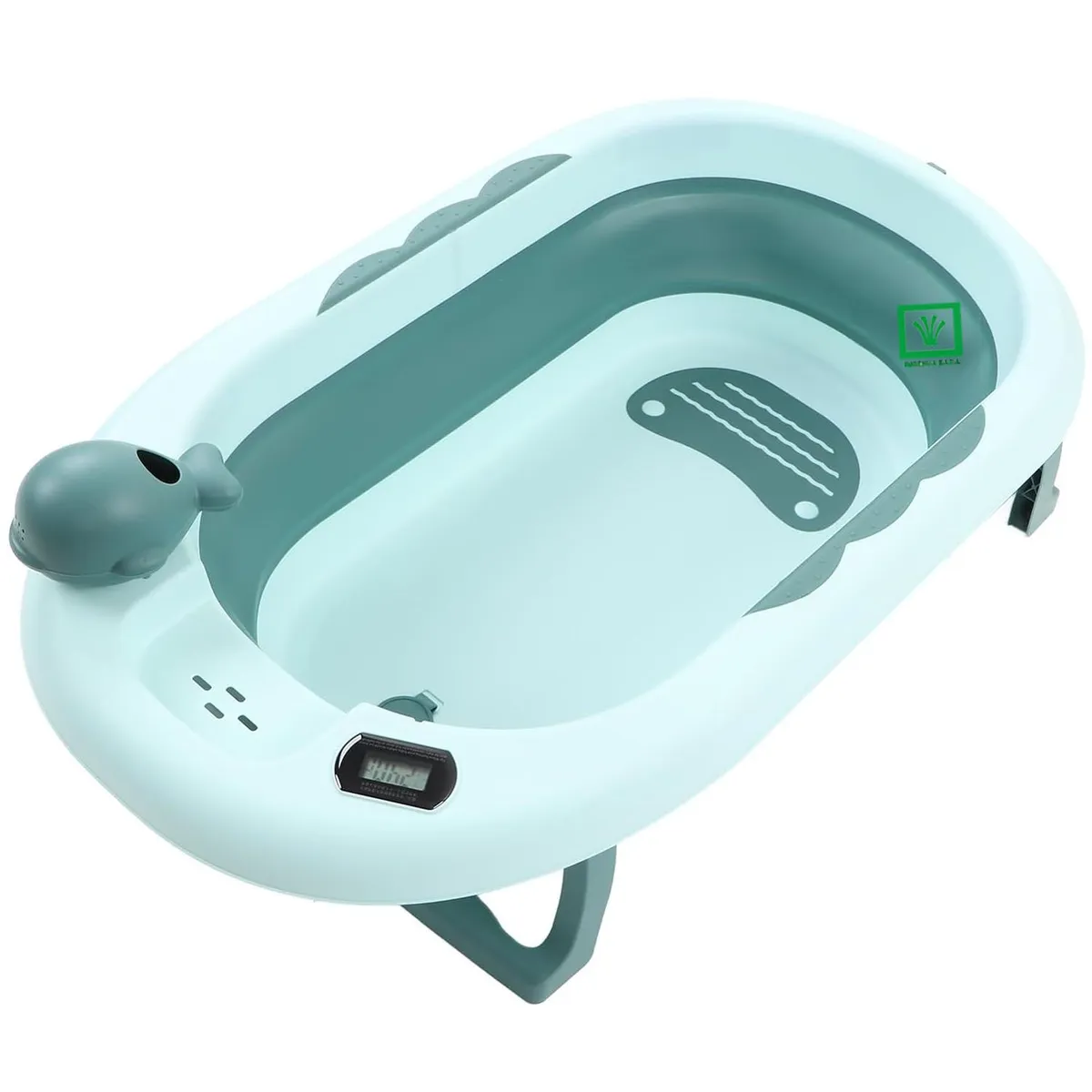 BAÑERA TINA DE BAÑO PLEGABLE BALLENITA CON TERMÓMETRO VERDE - 3