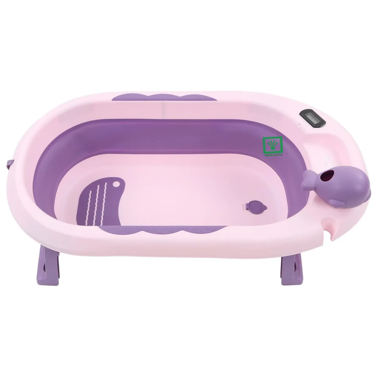 BAÑERA TINA DE BAÑO PLEGABLE BALLENITA CON TERMÓMETRO MORADO - 4