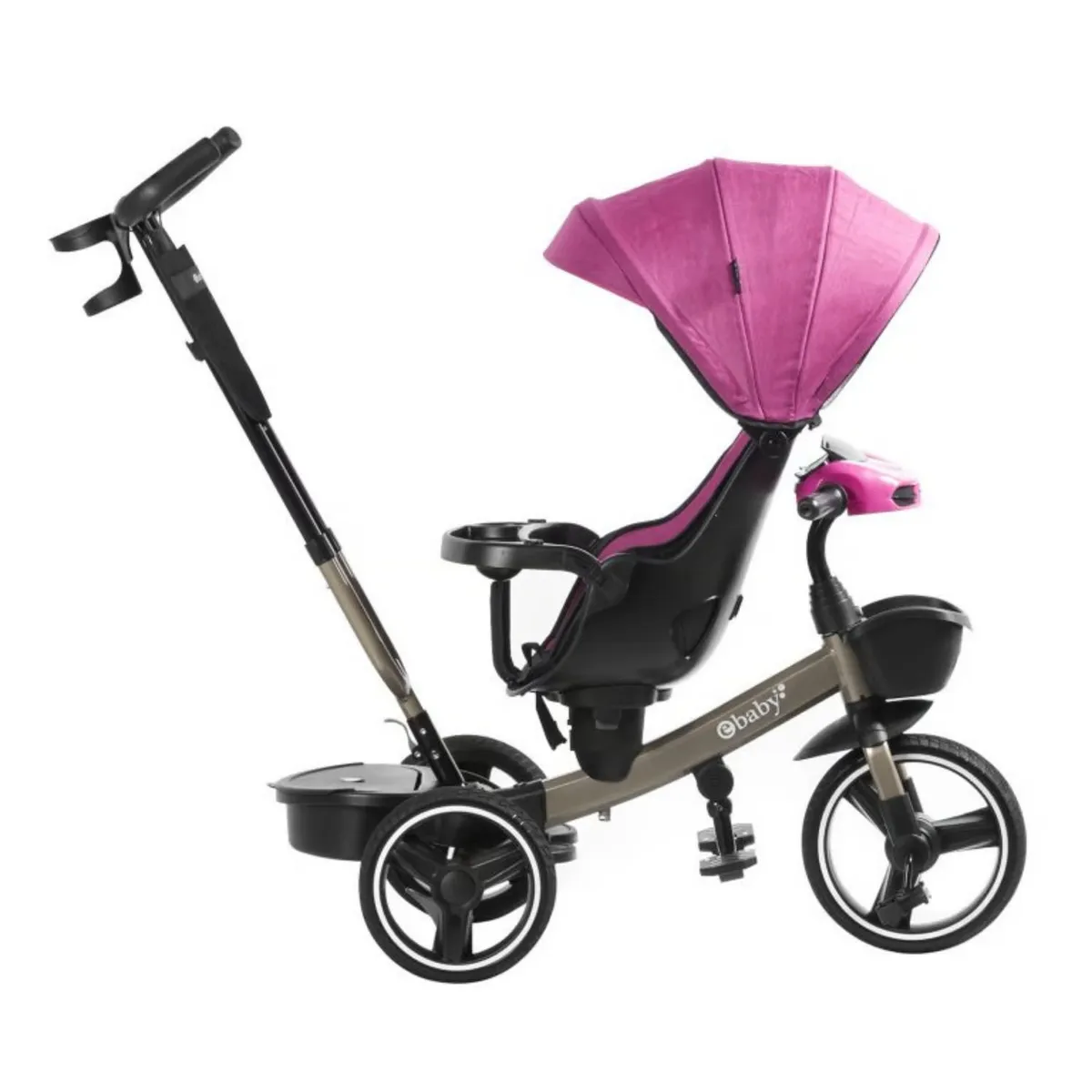 TRICICLO GUIADOR PARA NIÑOS USB Y BLUETOOH VENICE ROSADO - 3