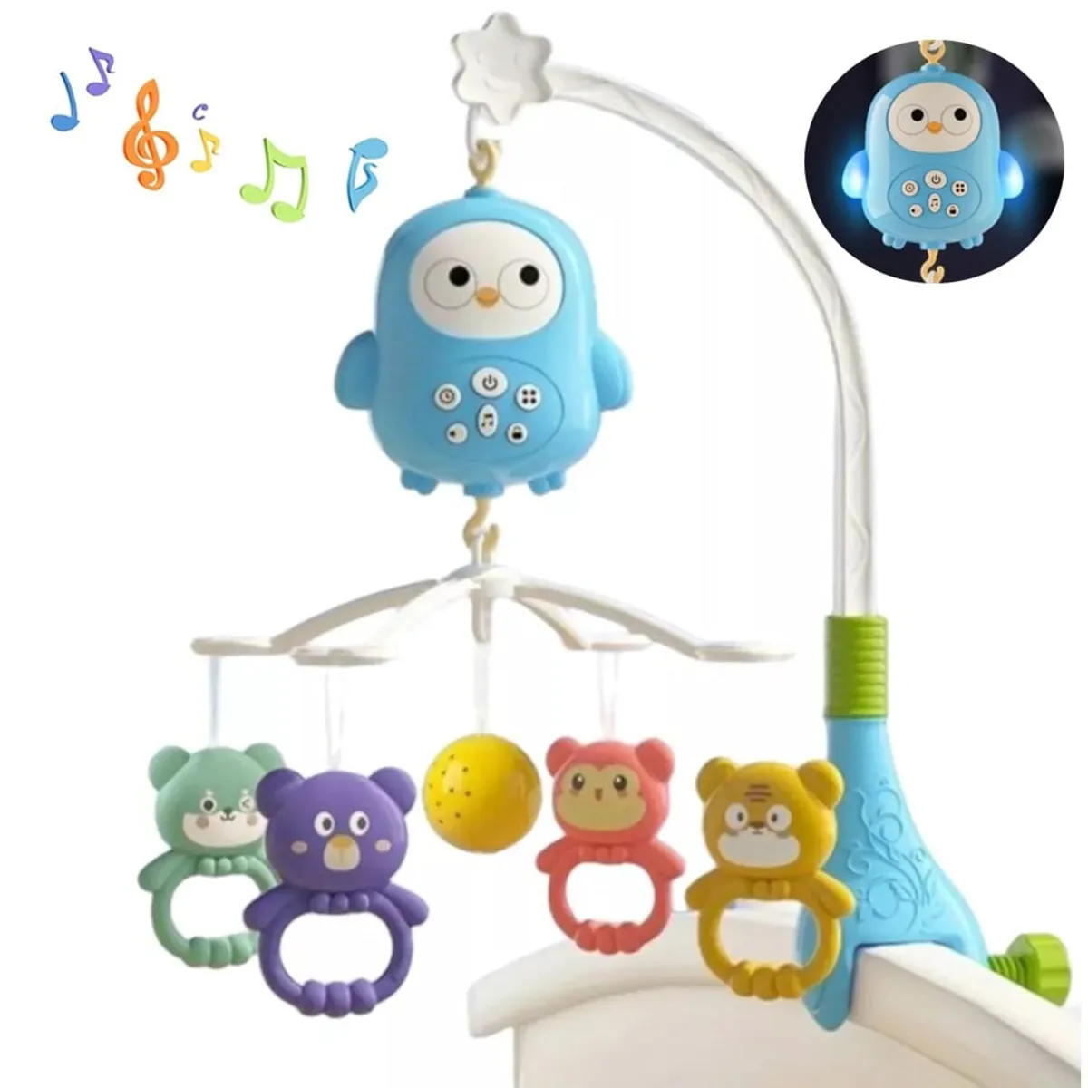 MOVIL PARA CUNA AVES CON LUCES Y SONIDOS 368-20 CELESTE - 1