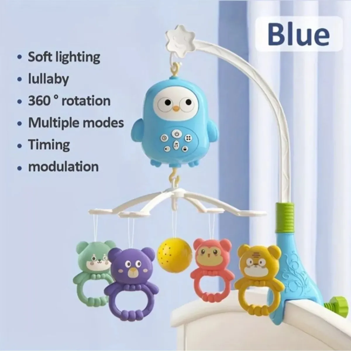 MOVIL PARA CUNA AVES CON LUCES Y SONIDOS 368-20 CELESTE - 2