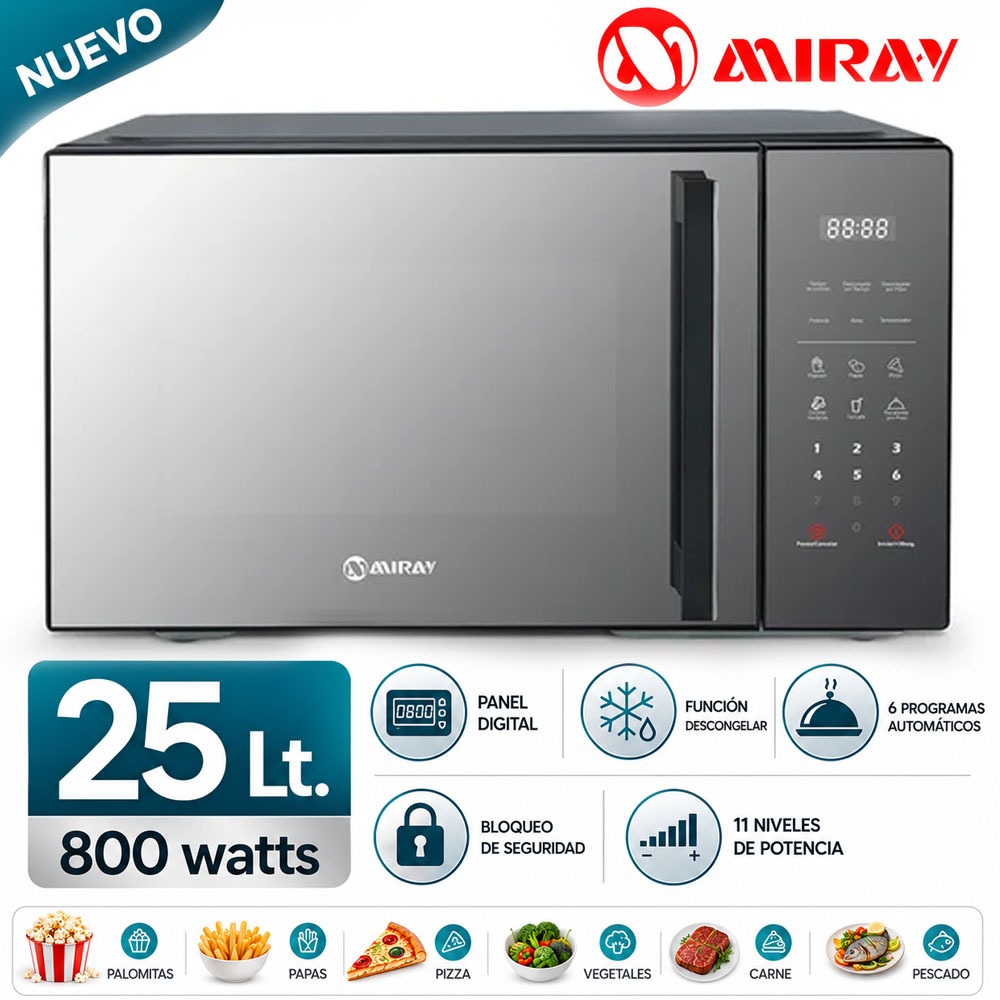 HORNO MICROONDAS MIRAY HMM-255N 25 L - 1