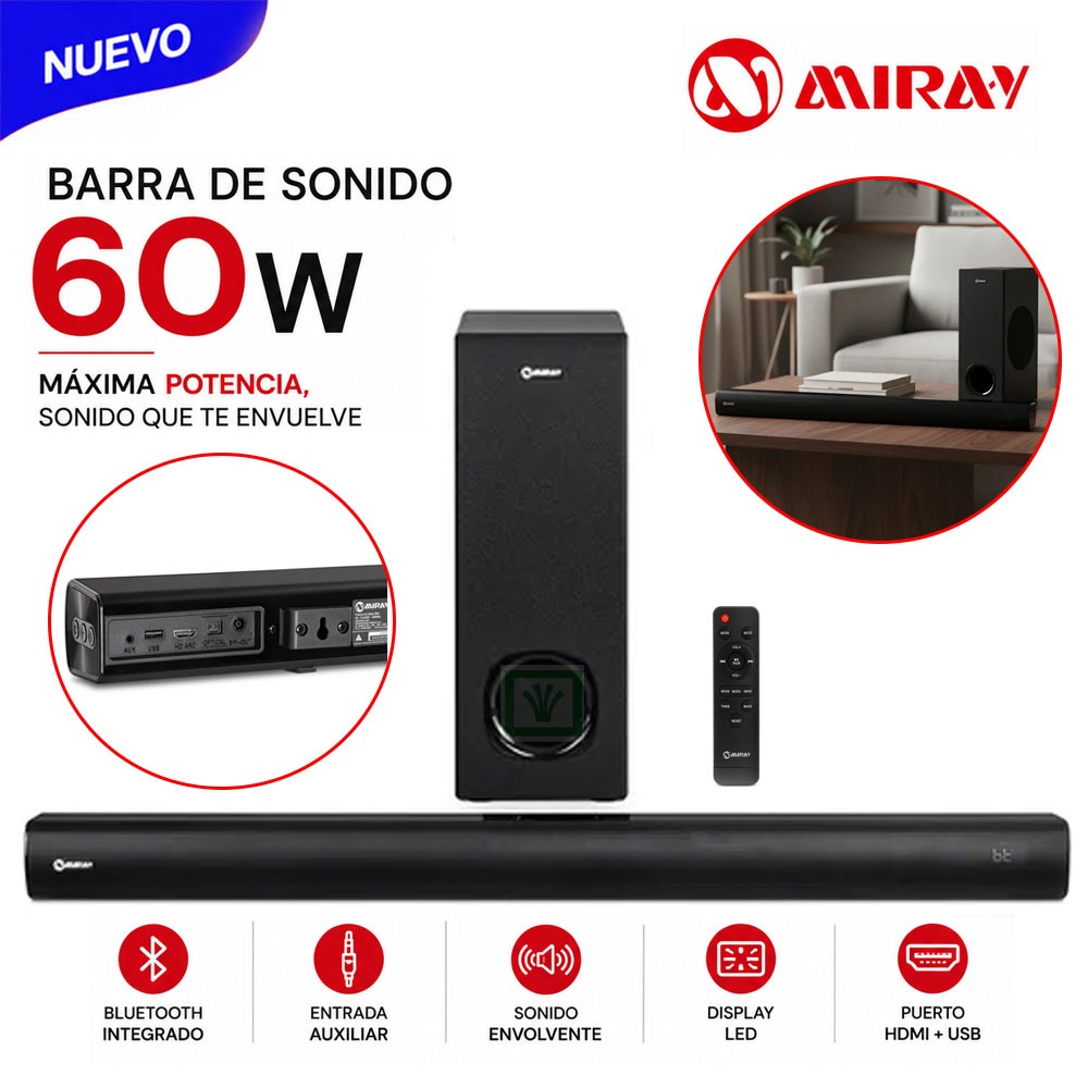 SOUNDBAR MIRAY SBM-S30Y BLUETOOTH 60 WATTS - 1
