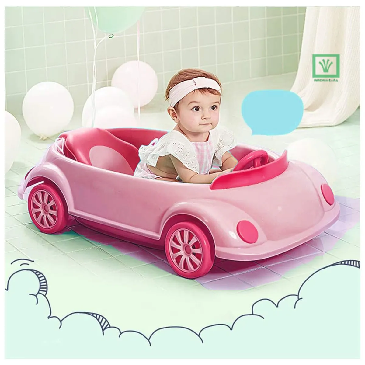 BAÑERA TINA DE BAÑO CARRITO ROSADO - 5