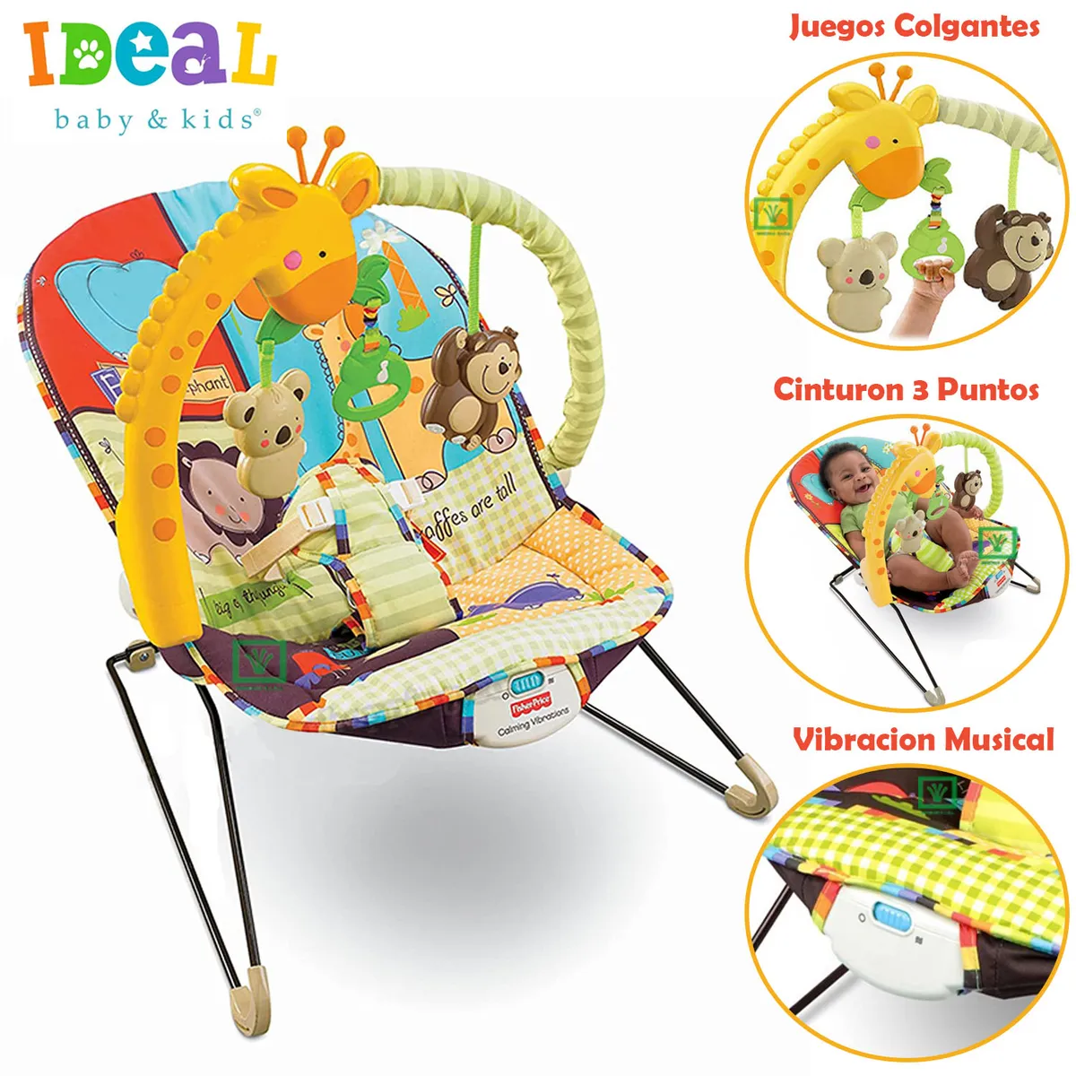 MECEDORA PARA BEBES MUSICAL Y VIBRADOR JIRAFA - 1