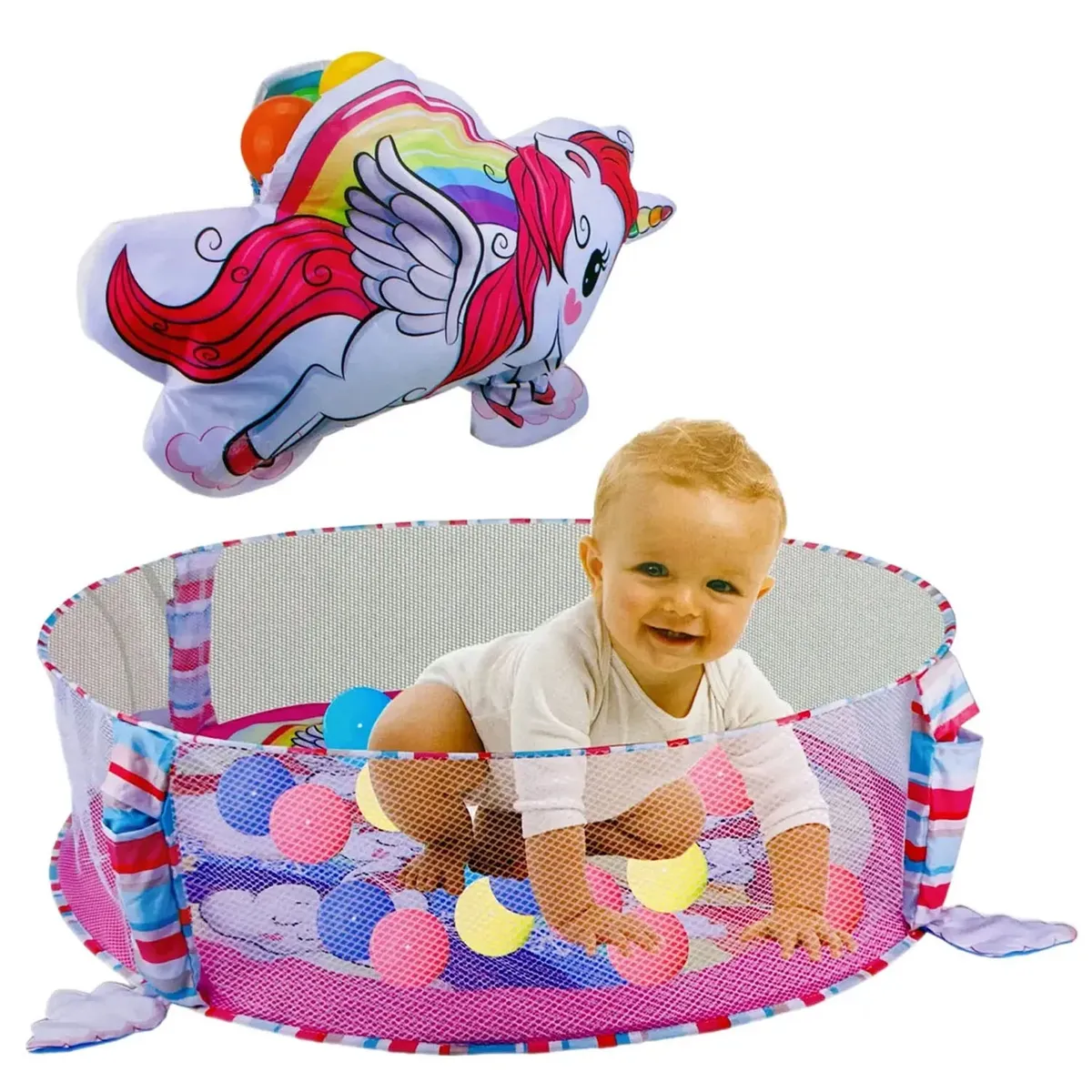 GIMNASIO 3 EN 1 PARA BEBÉS UNICORNIO CON PELOTAS - 3