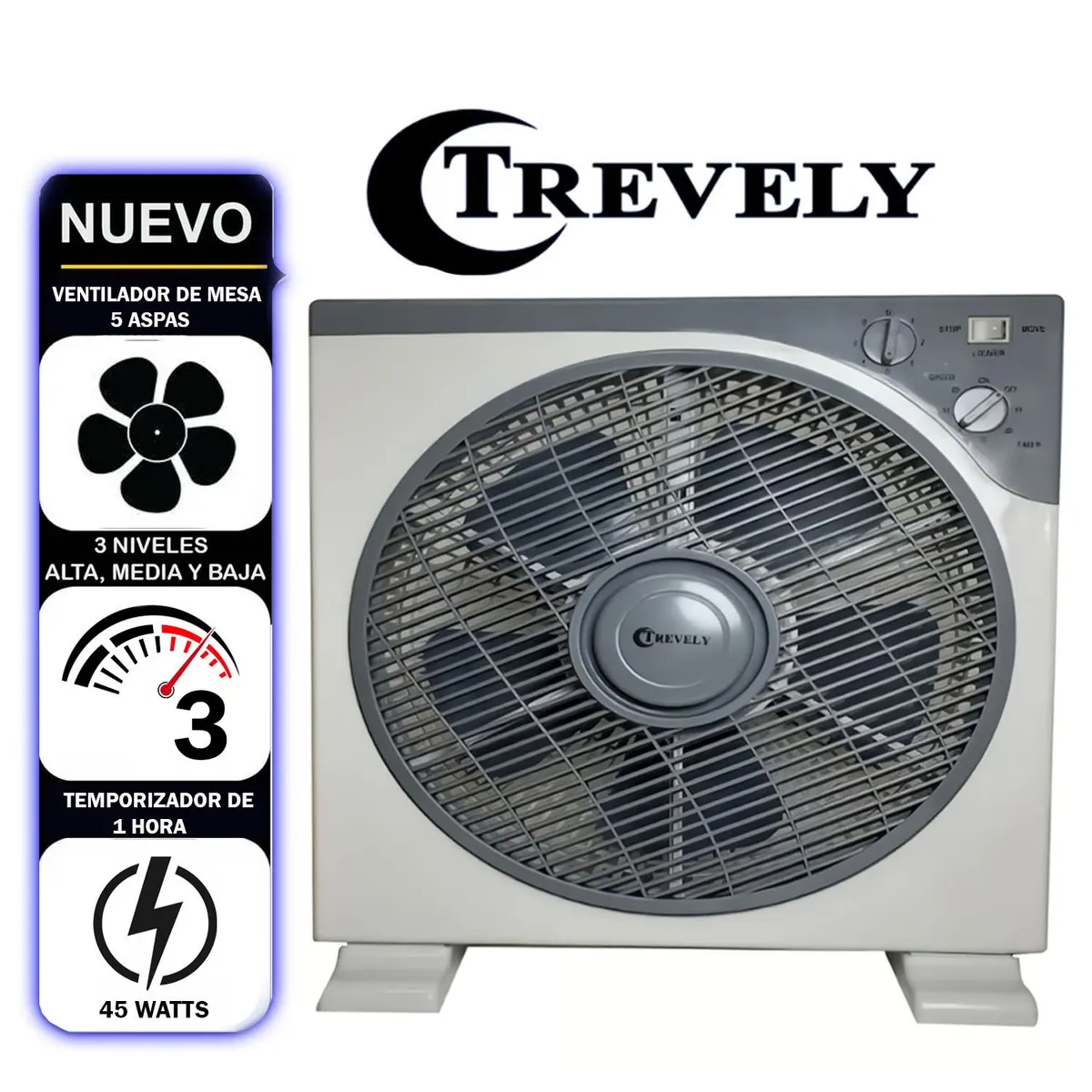 VENTILADOR DE MESATREVELY 3V 45 WATTS CON TEMPORIZADOR VT-12A - 1