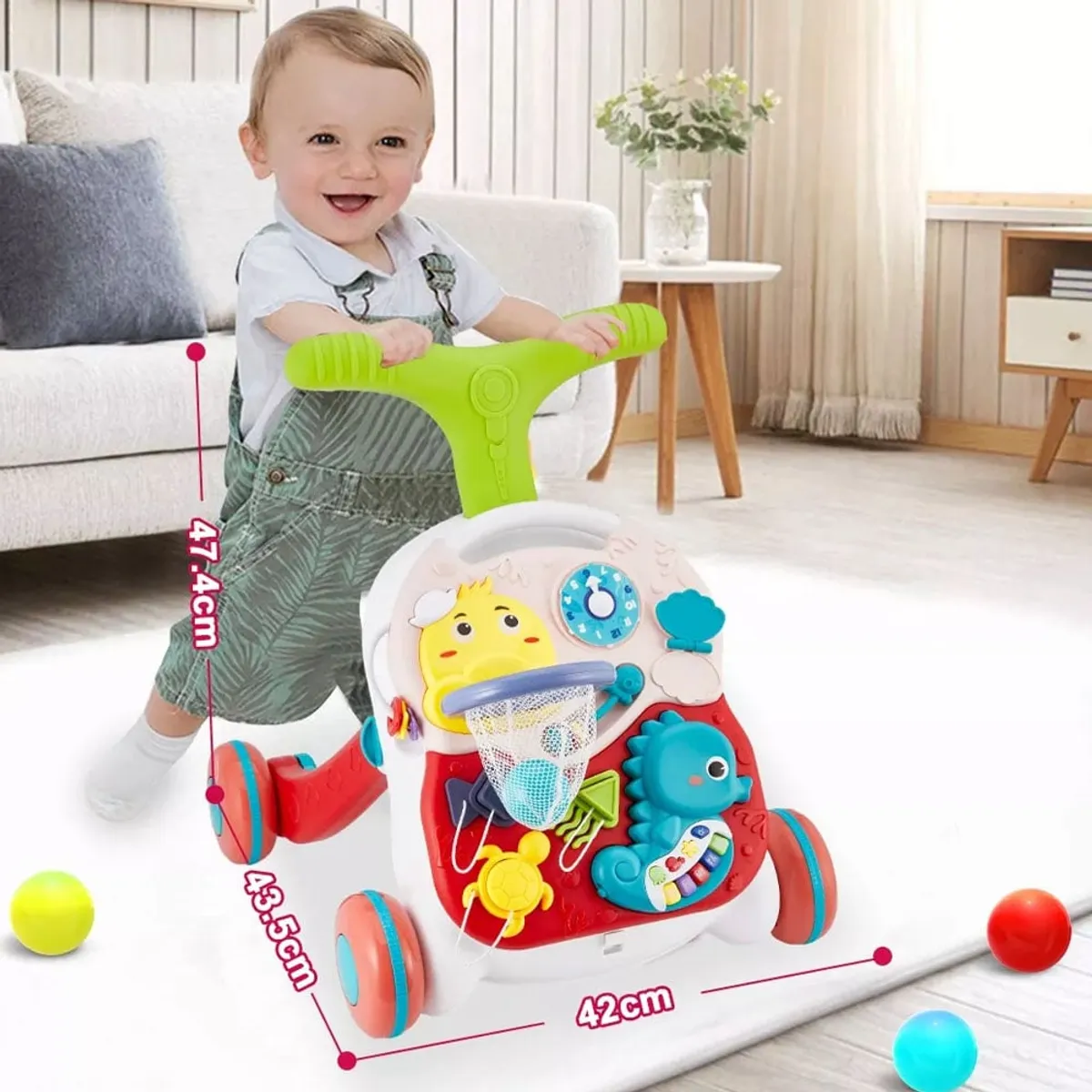 CAMINADOR PARA BEBE 3 EN 1 ROJO CON PELOTAS Y ARCO - 6