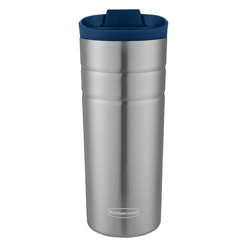 VASO RUBBERMAID DE 473ML FLID NAUTICAL 2039431 ACERO CON TAPA AZUL - 1
