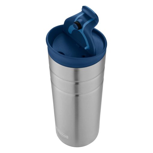 VASO RUBBERMAID DE 473ML FLID NAUTICAL 2039431 ACERO CON TAPA AZUL - 2