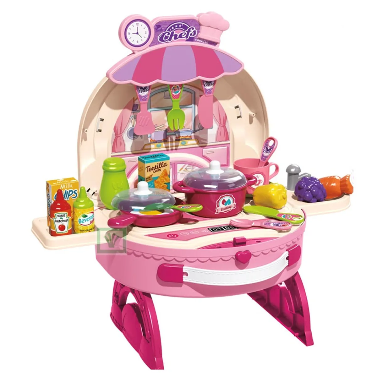 COCINA DE JUGUETE PORTÁTIL 2 EN 1 CON ACCESORIOS ARCOIRIS 008-506A - 2