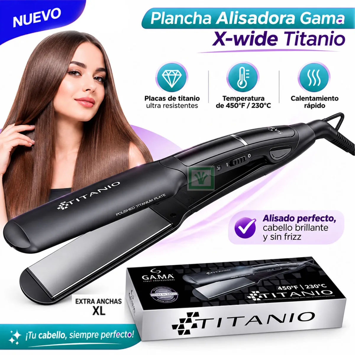 PLANCHA ALISADORA GAMA X-WIDE TITANIO - 1