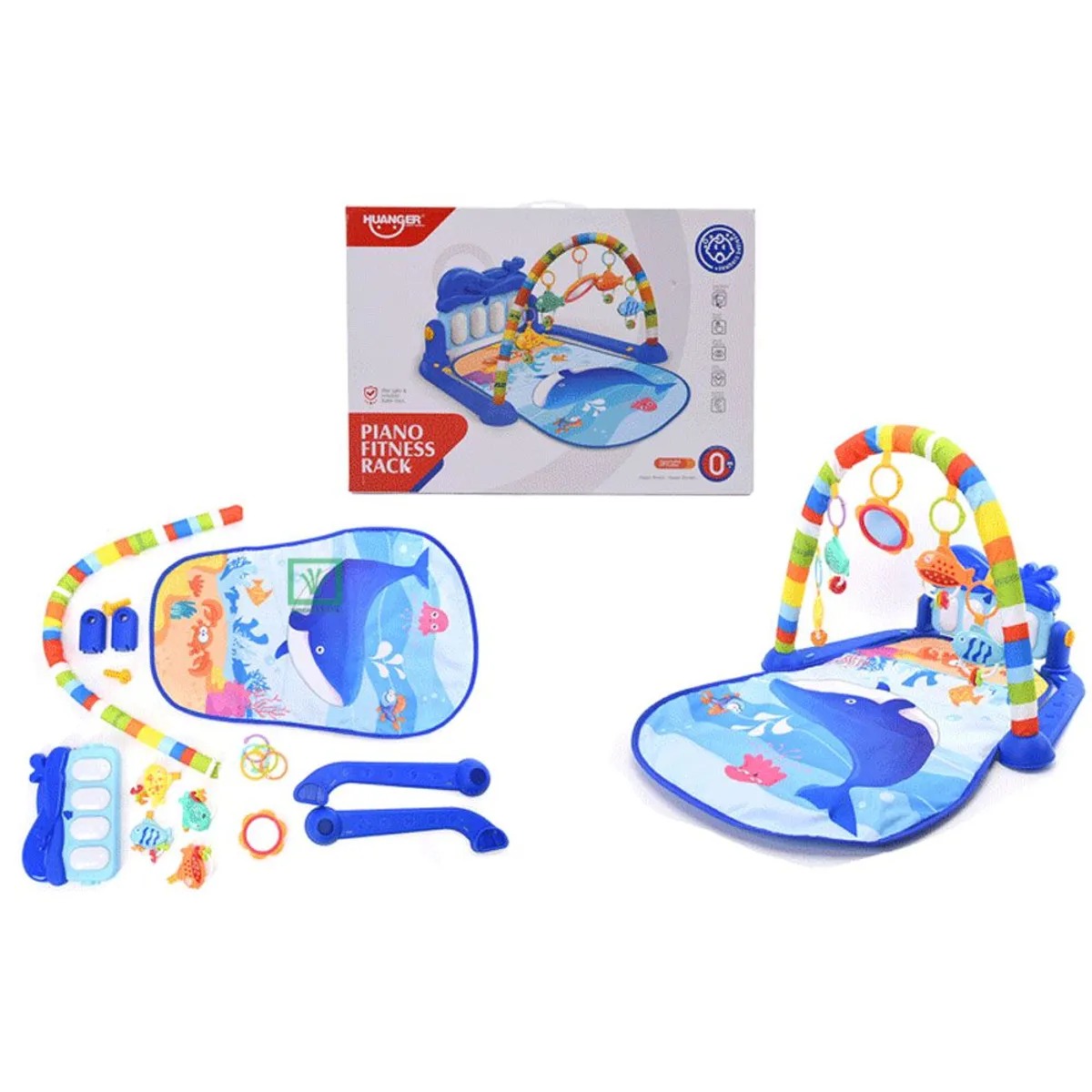 GIMNASIO DE BEBE CON PIANO MUSICAL DELFÍN HE0631 AZUL - 4