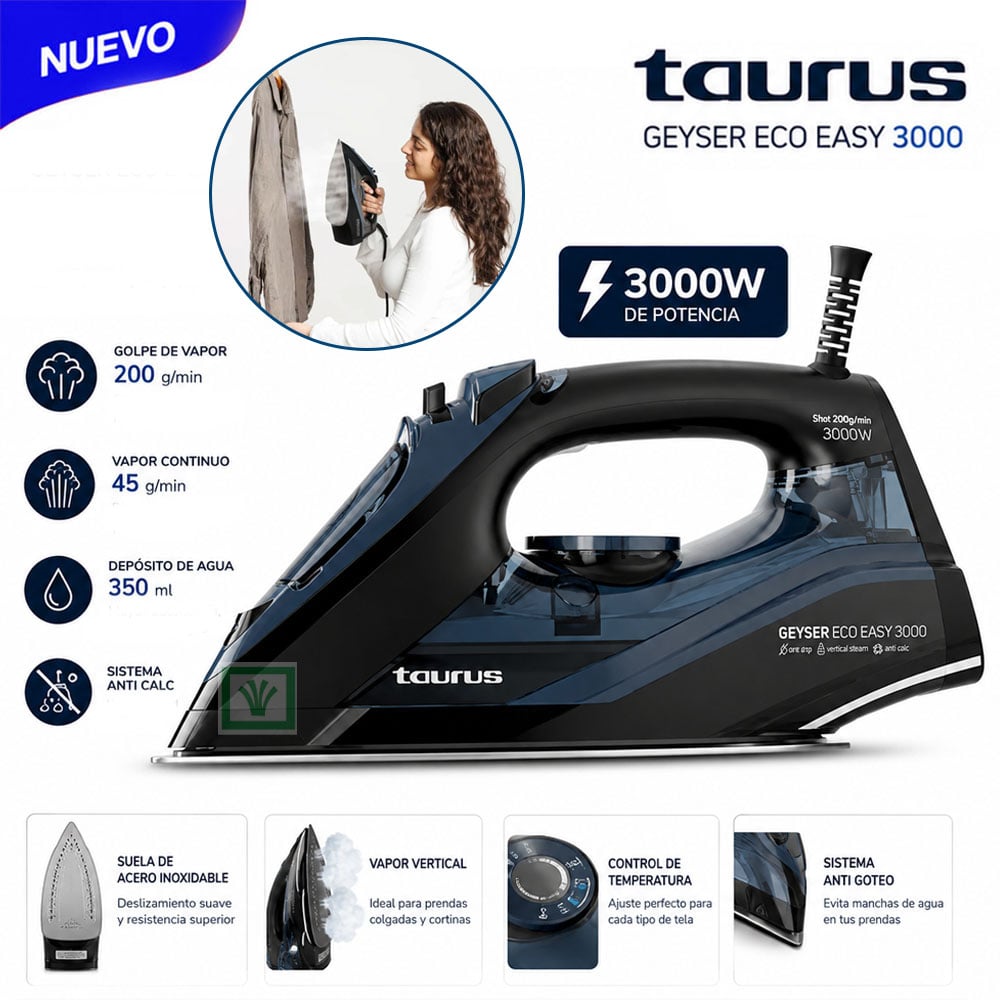 PLANCHA A VAPOR MOD. GEYSER ECO EASY 3000 AZUL - 1