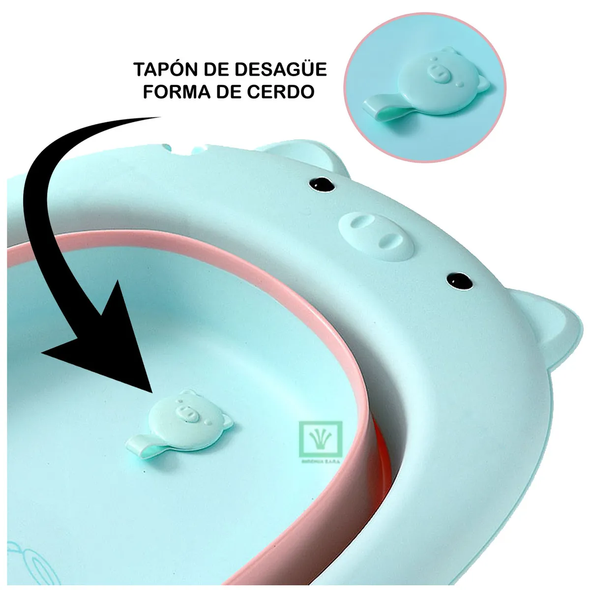 BAÑERA TINA DE BAÑO PLEGABLE CHANCHITO CELESTE - 5