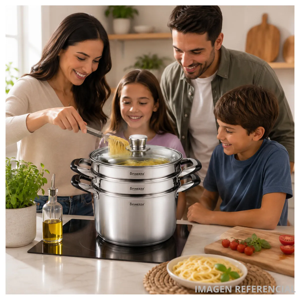OLLA ESPAGUETERA FINEZZA DE ACERO INOXIDABLE DE 6 LITROS CON TAPA ESCURRIDORA - FZ-0062SP - 4