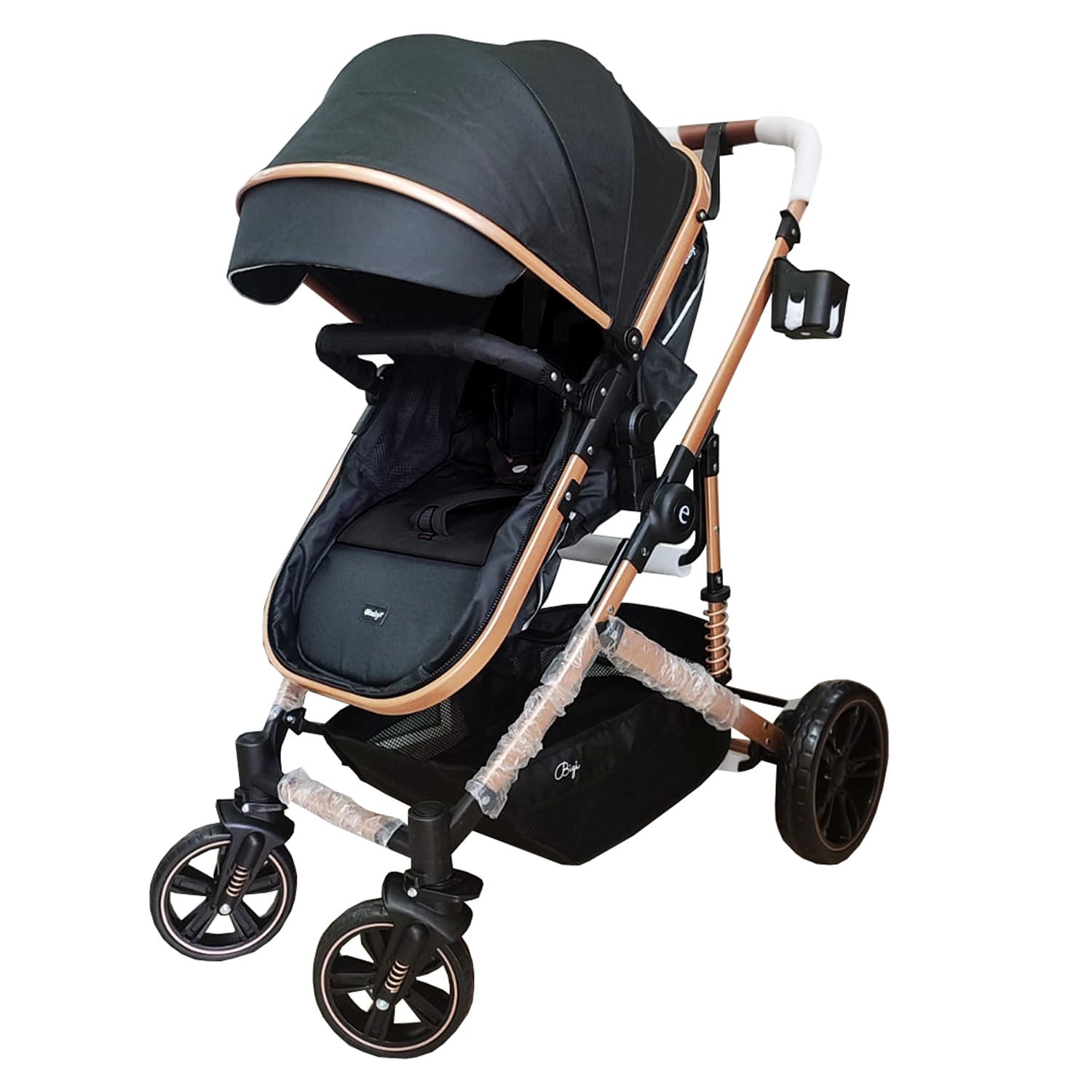 NUEVO COCHE MOISES PARA BEBE BIGI CON MANGO REVERSIBLE NEGRO - 2