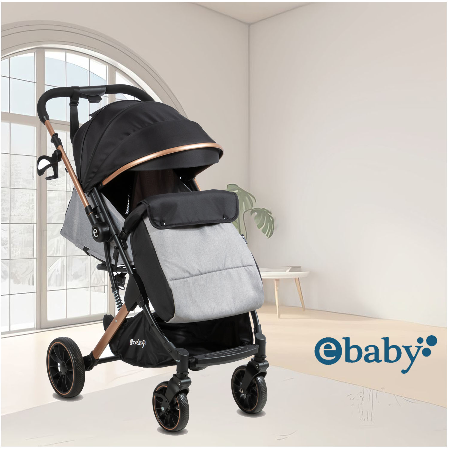 COCHE MOISÉS TRAVEL SYSTEM EBABY «SPARROW» PORTA BEBÉ GRAY - 2
