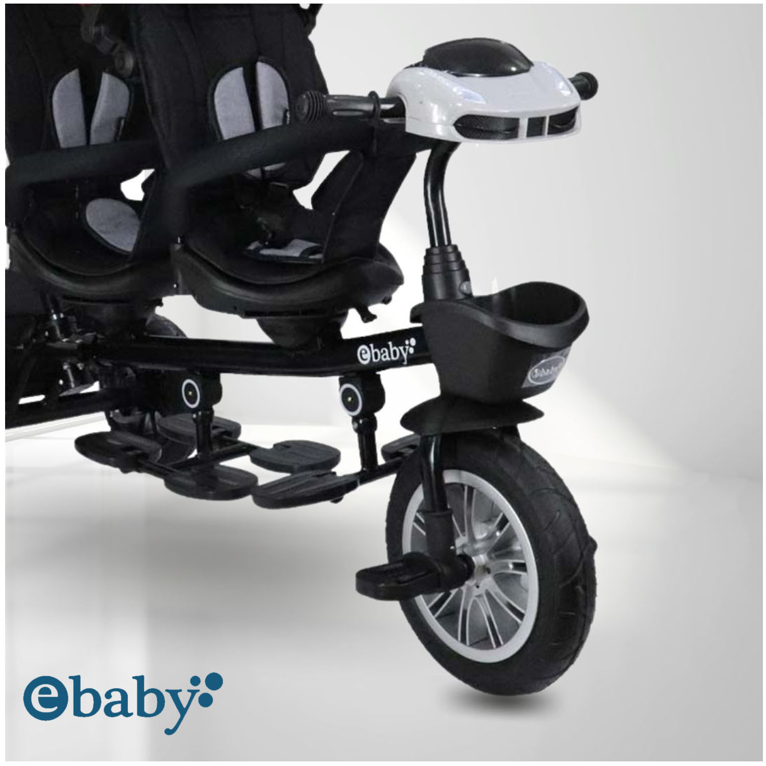 TRICICLO GUIADOR EBABY GEMELAR REDGRAY - 2
