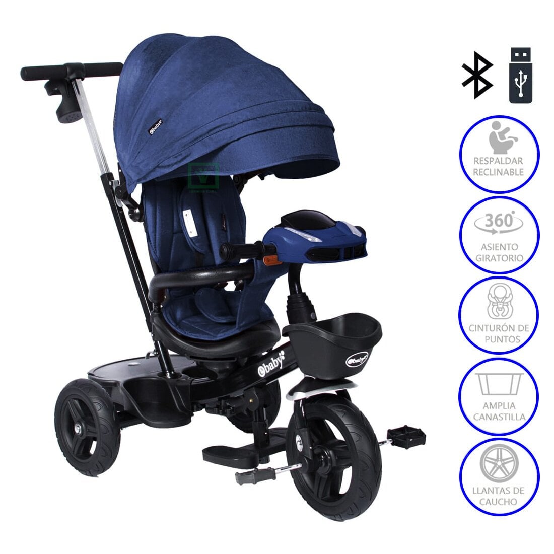 TRICICLO GUIADOR ARIA 334 AZUL USB/BLUETOOTH - 1