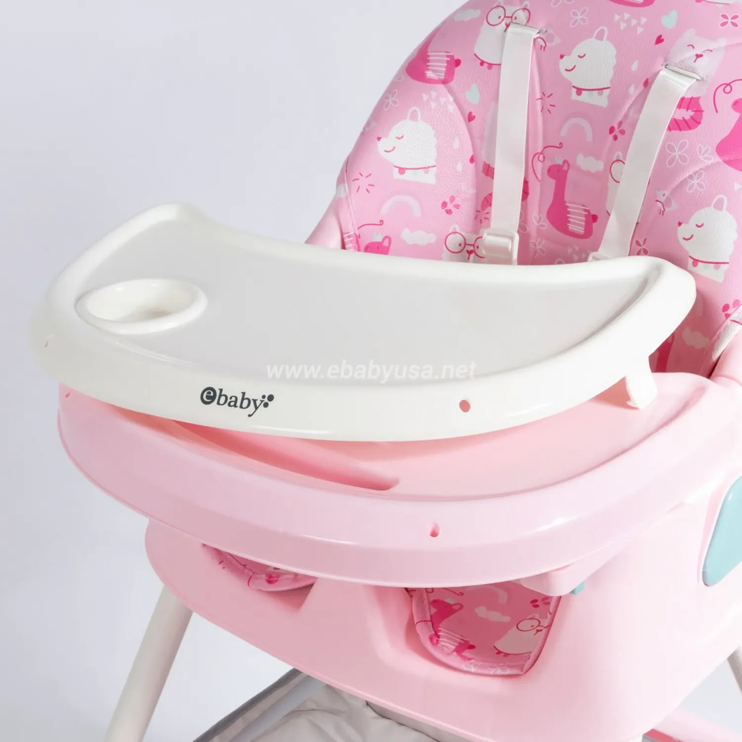 SILLA DE COMER EBABY ASIENTO RECLINABLE DALI ROSADO RUEDAS - 3