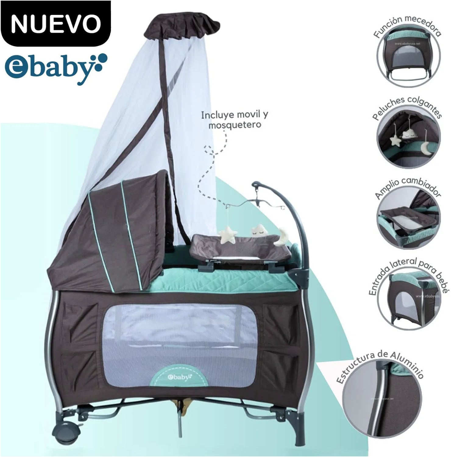 CUNA CORRAL ALUMINIO NAPY 779C-1 TUL REINA - VERDE - 1