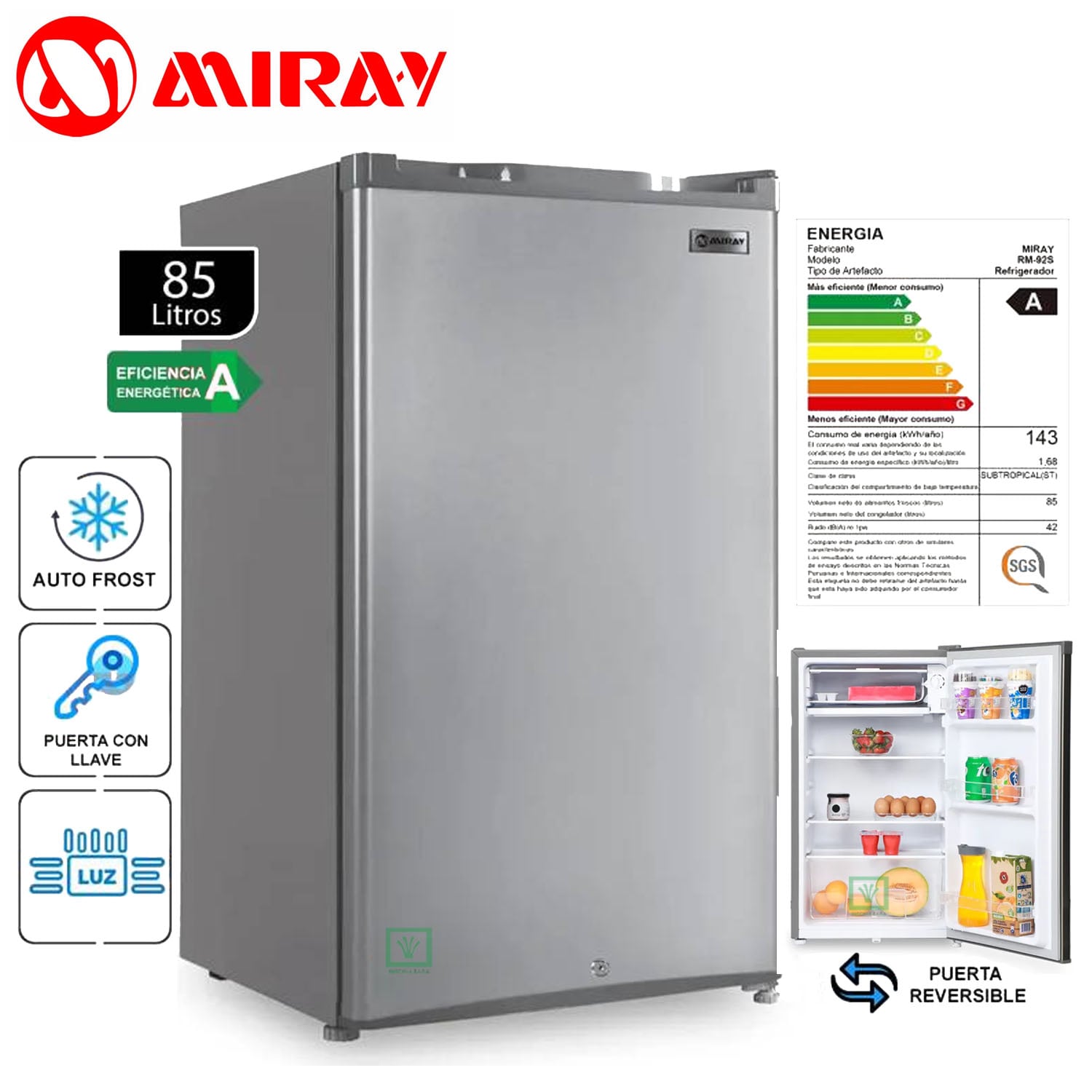 FRIGOBAR-REFRIGERADORA MIRAY RM-92S 85 L - 1