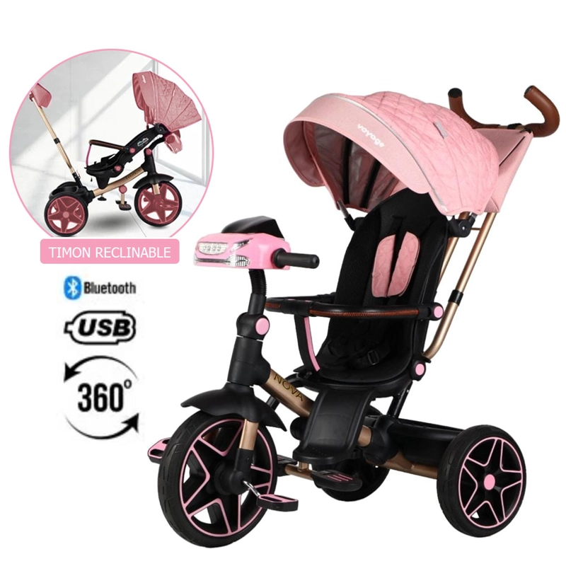 TRICICLO GIRATORIO 5 EN 1 VOYAGE NOVA USB BLUETOOTH ROSADO - 1