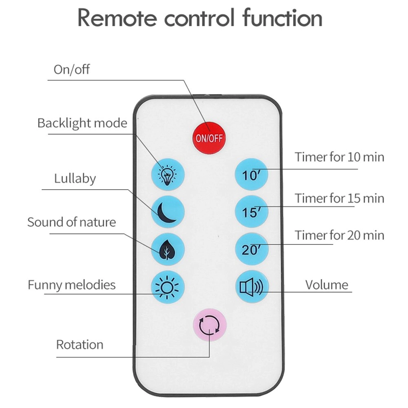 MOVIL PARA CUNA CON PROYECTOR LUCES Y CONTROL ROSADO - 5
