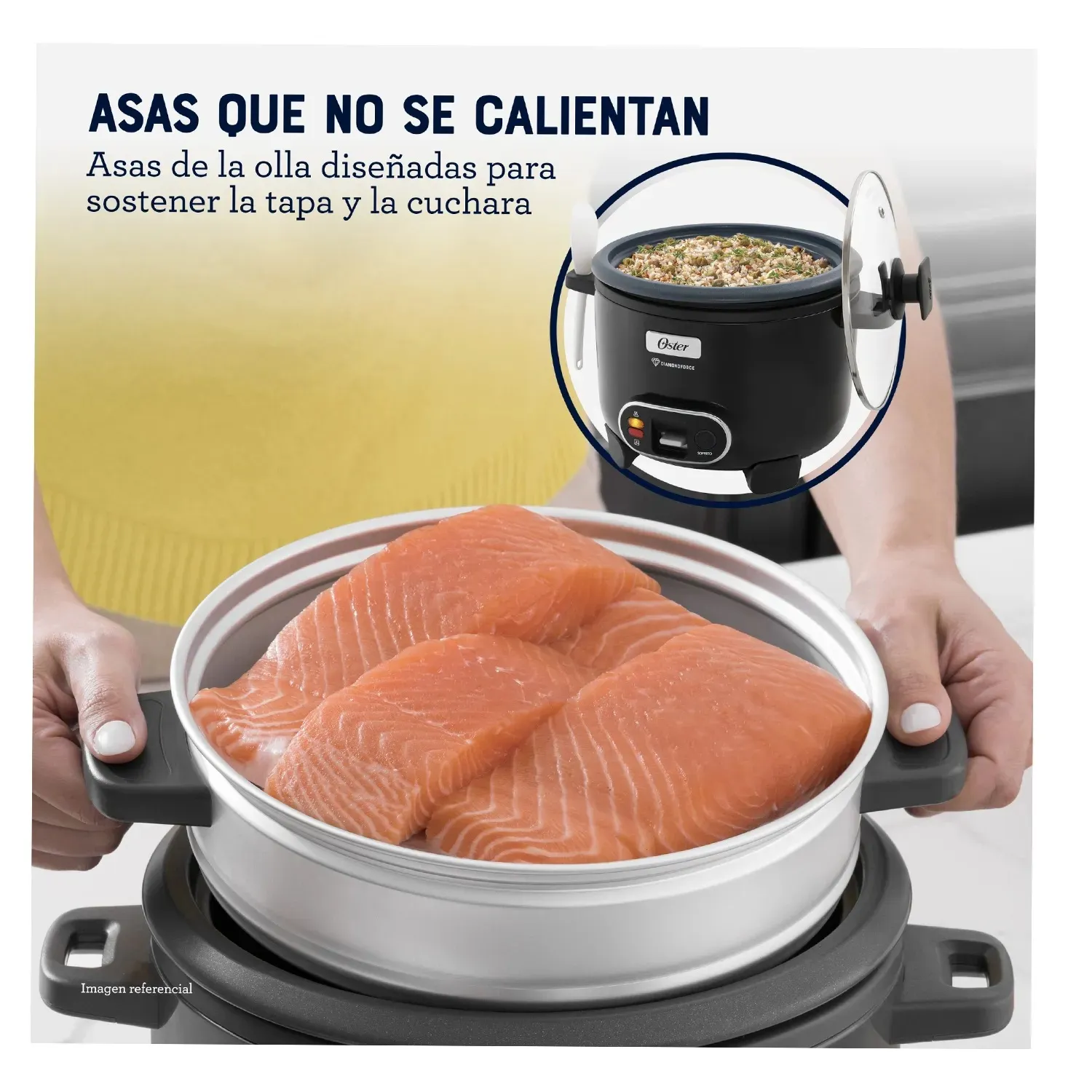 Olla Arrocera Oster 1.8L 3 en 1 Función de Sofrito Vaporera Negro CKSTRC10DFBLK - 5