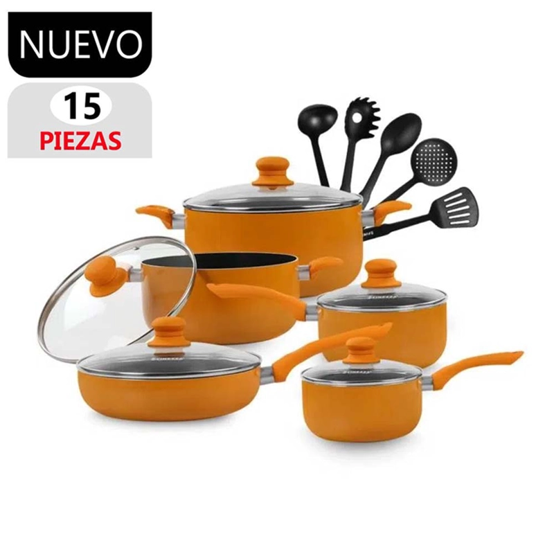 SET DE OLLAS ANTIADHERENTES FINEZZA FZ-1655T NARANJA - 1