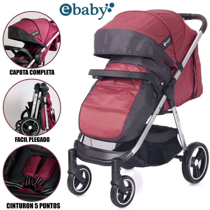 COCHE DE PASEO «ATTON DELUX» EBABY ROJO - 1