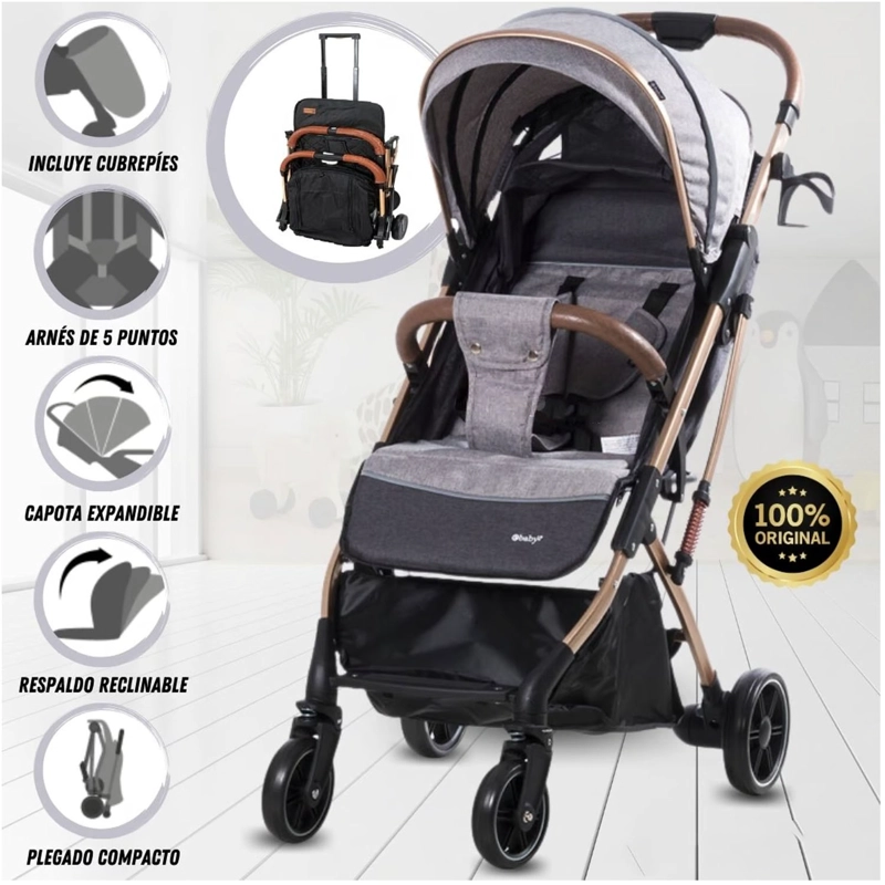 COCHE DE PASEO MALETA «SUNNY GOLD» GRAY - 1