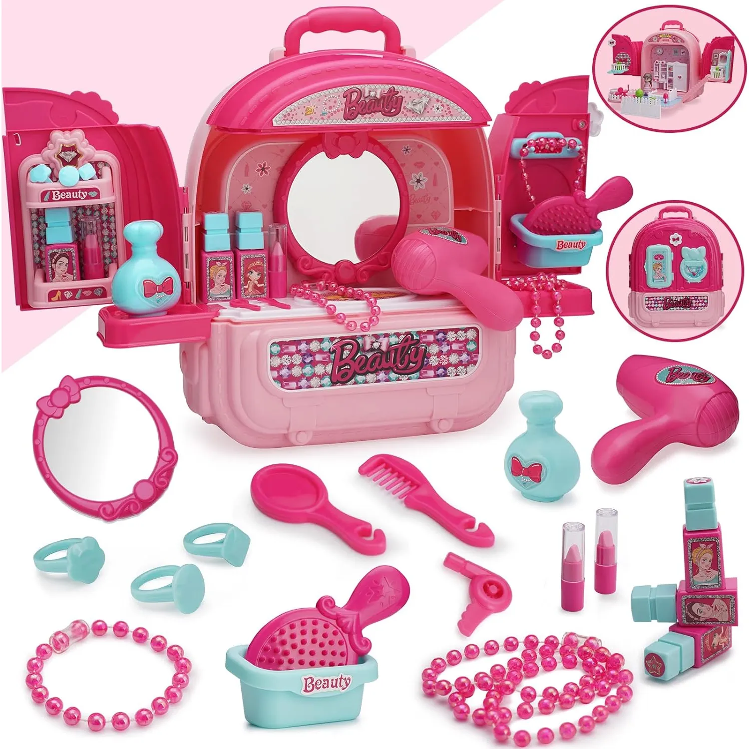 JUGUETE MOCHILA MALETIN TOCADOR DE MAQUILLAJE 3 EN 1 008-993A - 1