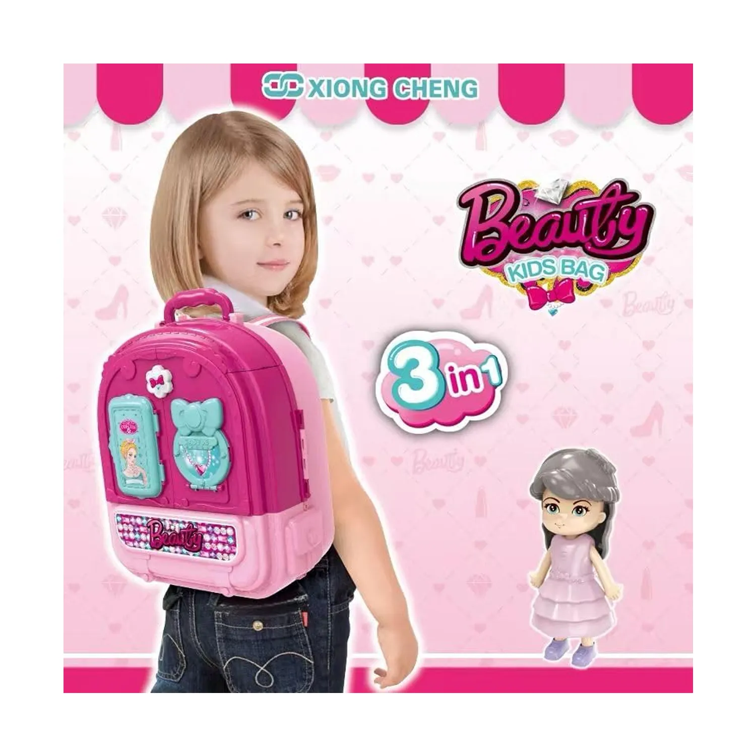 JUGUETE MOCHILA MALETIN TOCADOR DE MAQUILLAJE 3 EN 1 008-993A - 2
