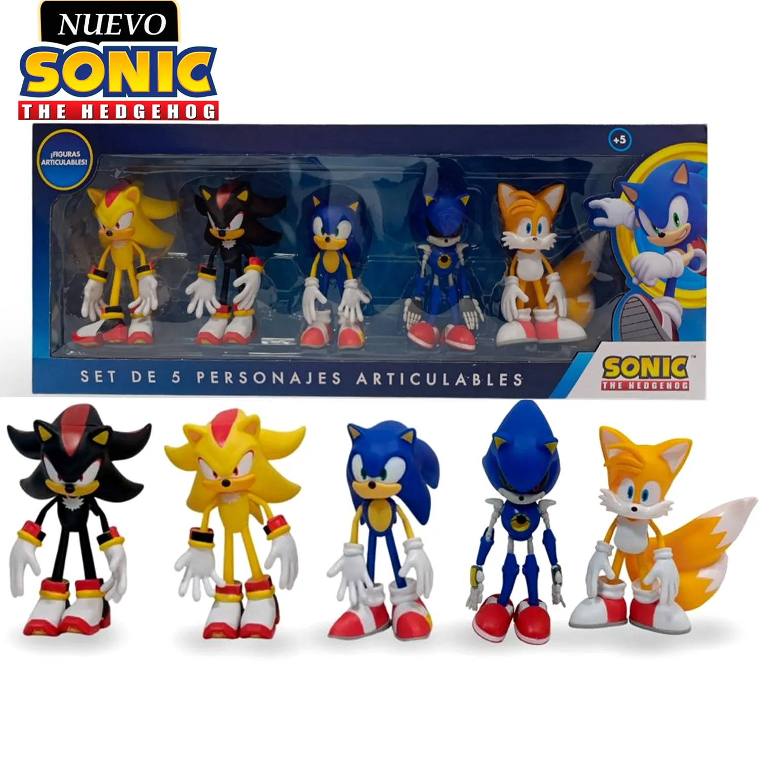 SET DE MUÑECOS SONIC Y SUS AMIGOS ARTICULABLES M5 TAILS - 1