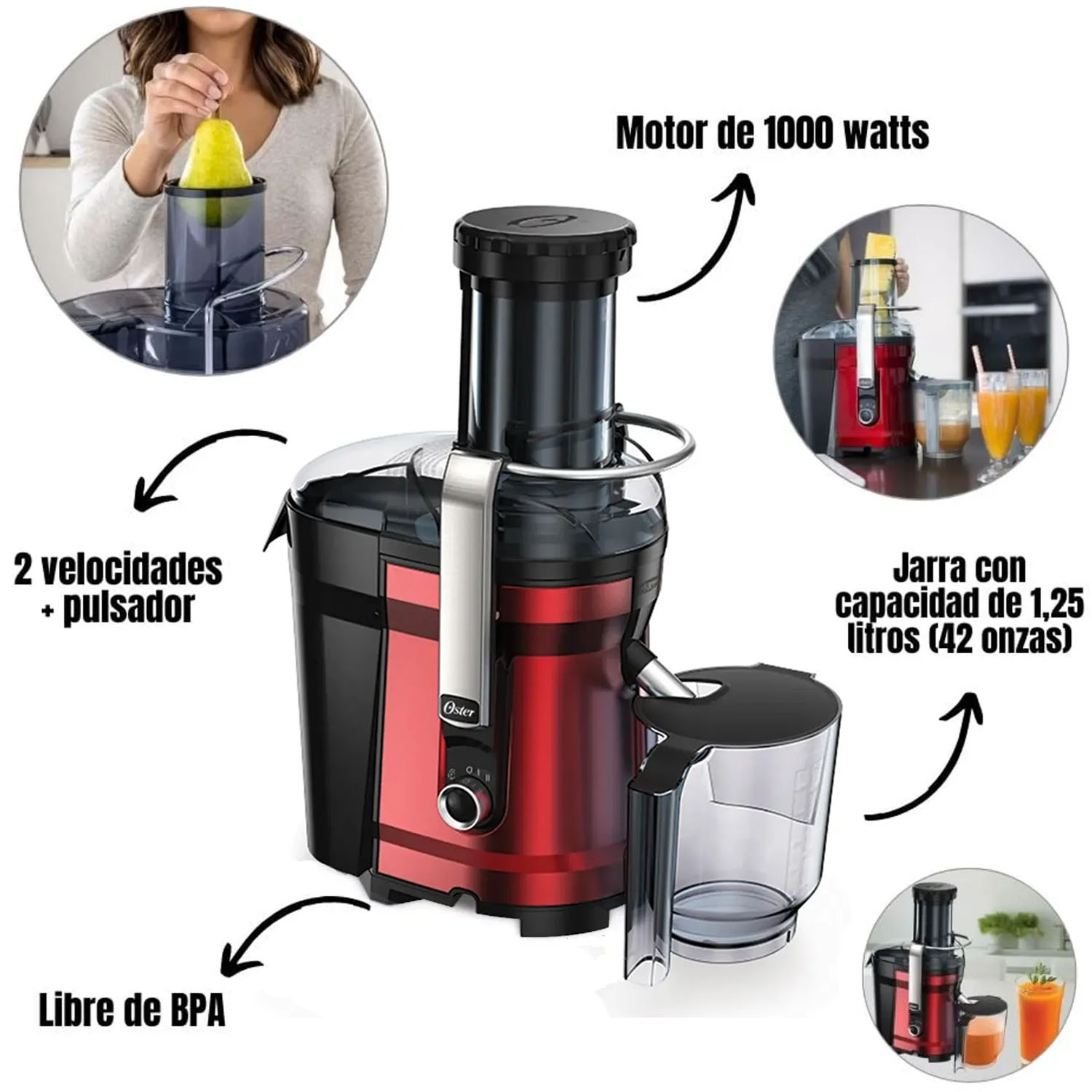 EXTRACTOR DE JUGOS OSTER 1000WATTS - FPSTJE318R - 4