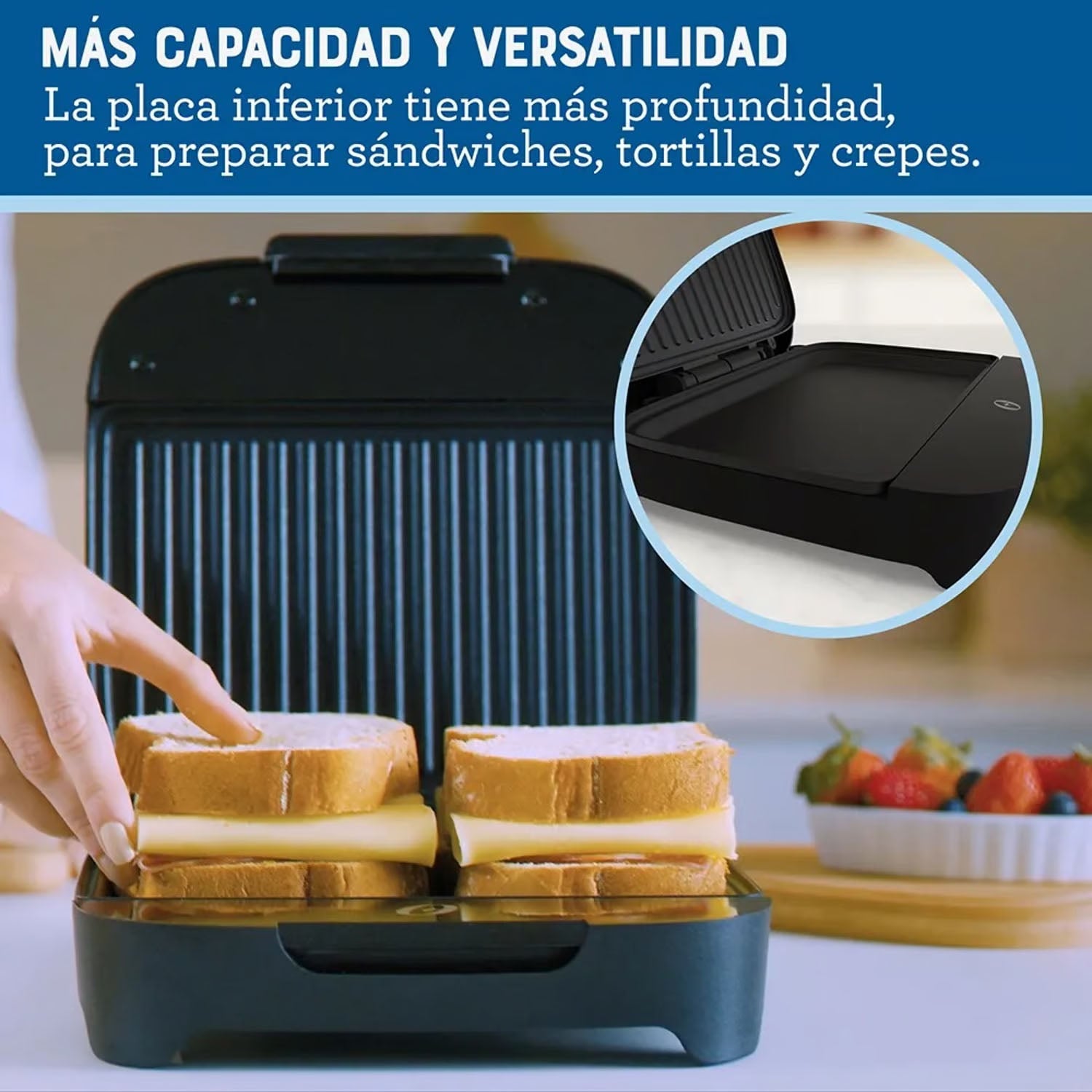 SANDWICHERA COMPACTA CON PLATOS HONDOS NEGRO CKSTSM400 OSTER - 5