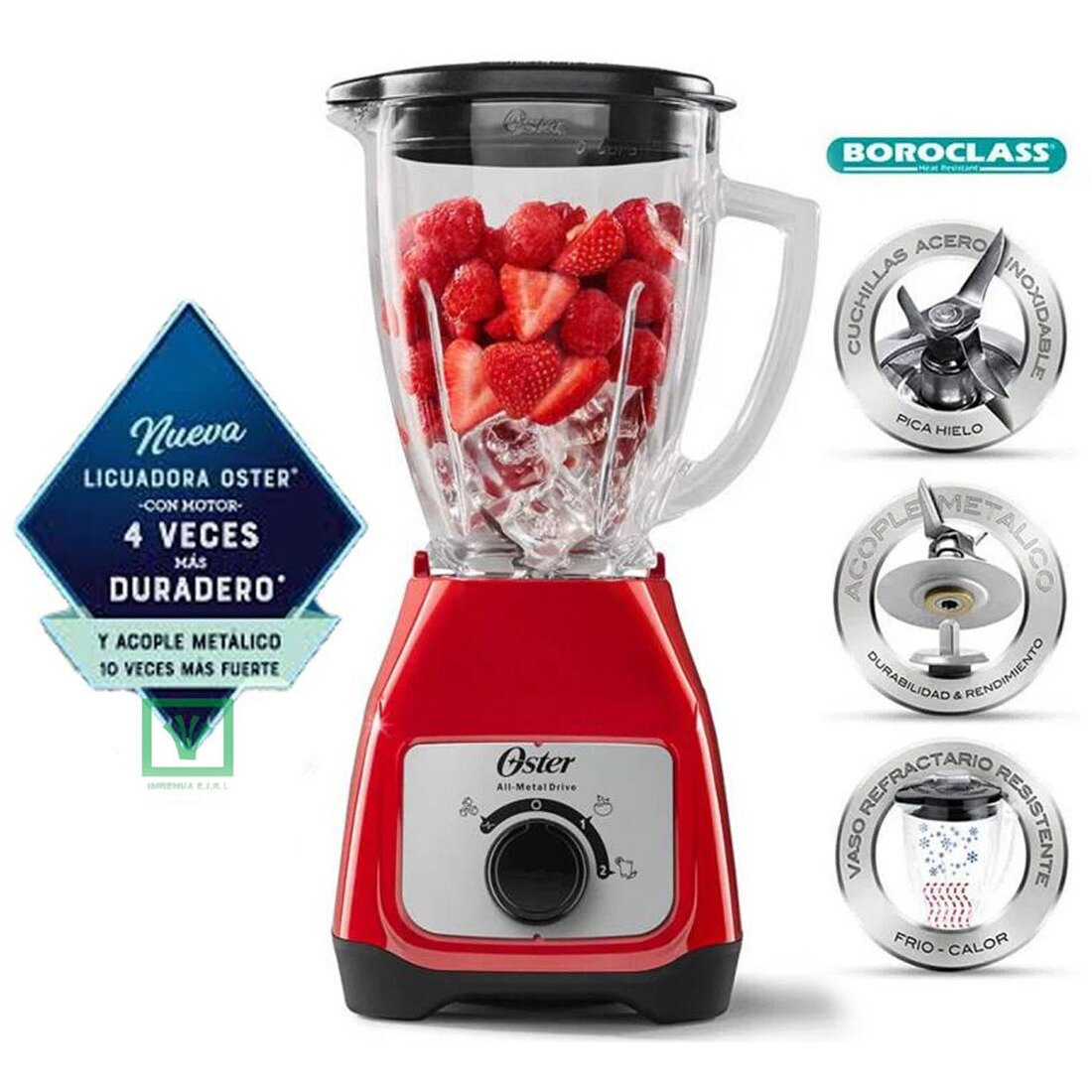 LICUADORA 2 VELOCIDADES TRITURA HIELO ROJO BLSTKAGRRD - 1