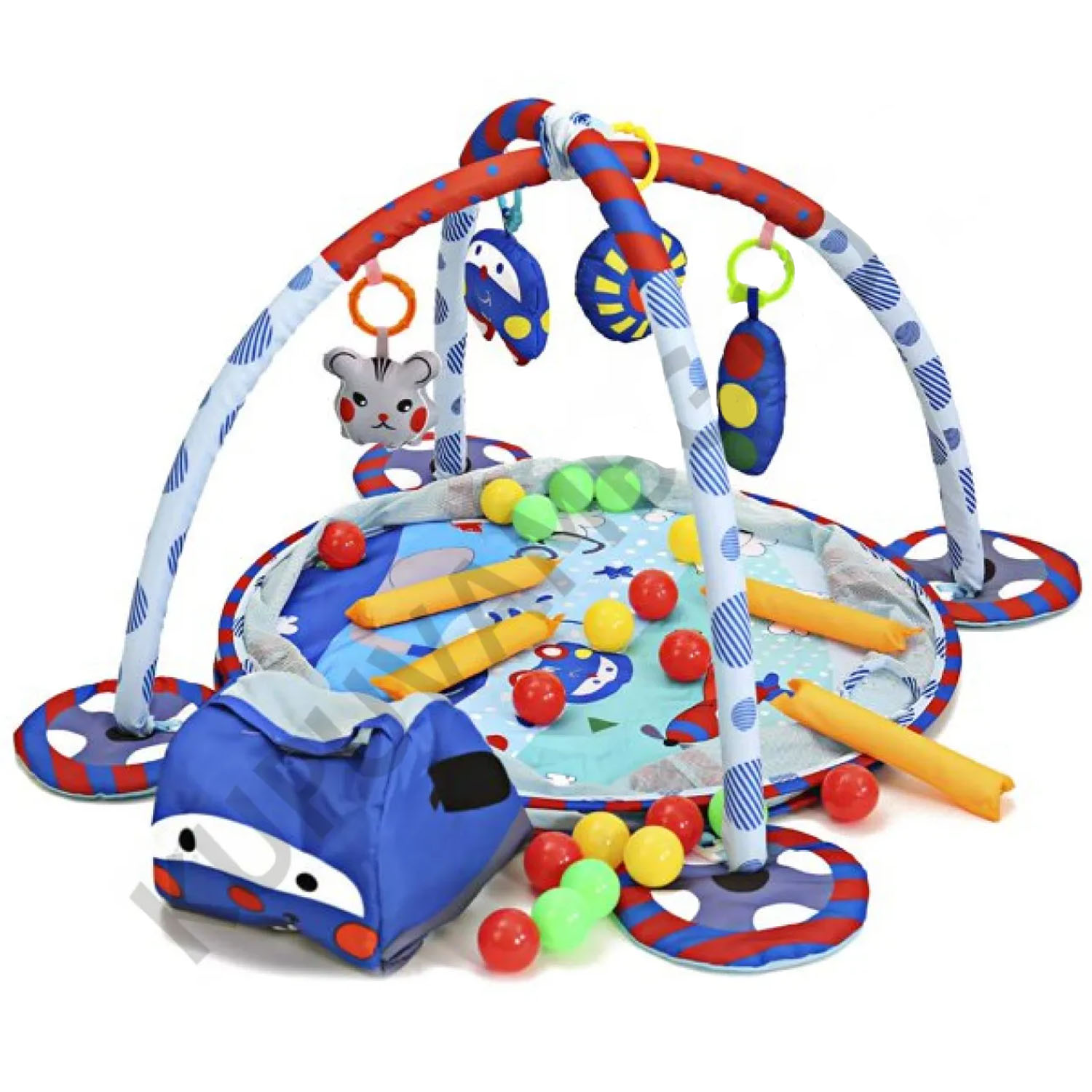 GIMNASIO DE BEBE DIDÁCTICO 3 EN 1 CON PELOTAS ROBOT AZUL - 3