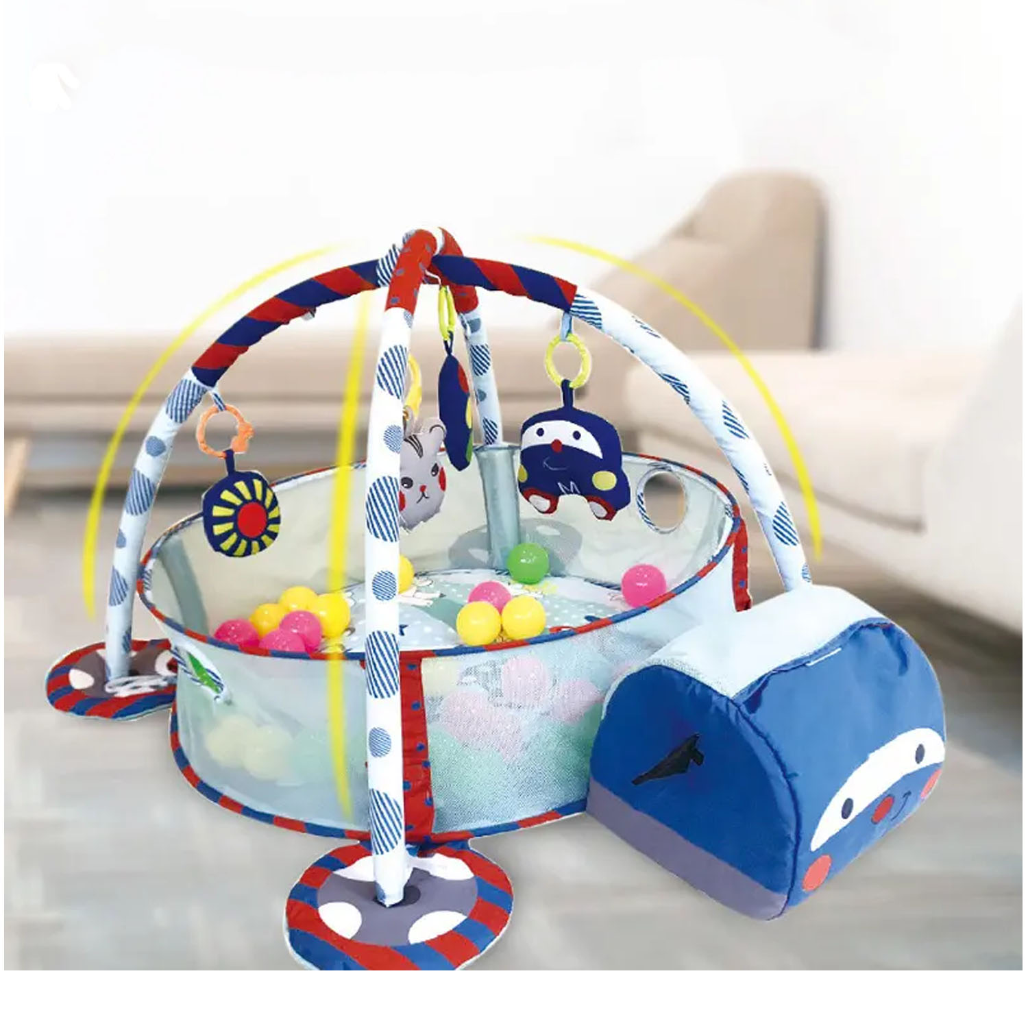 GIMNASIO DE BEBE DIDÁCTICO 3 EN 1 CON PELOTAS ROBOT AZUL - 7