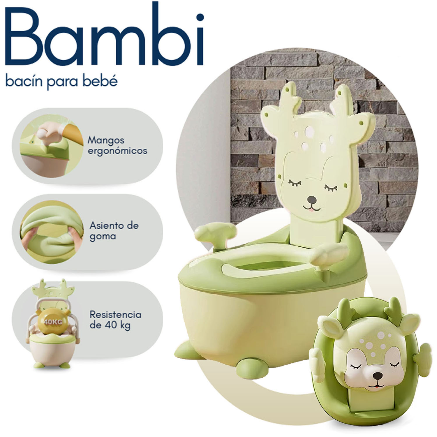 BACIN PARA BEBÉ «BAMBI» DE LUJO VERDE - 1