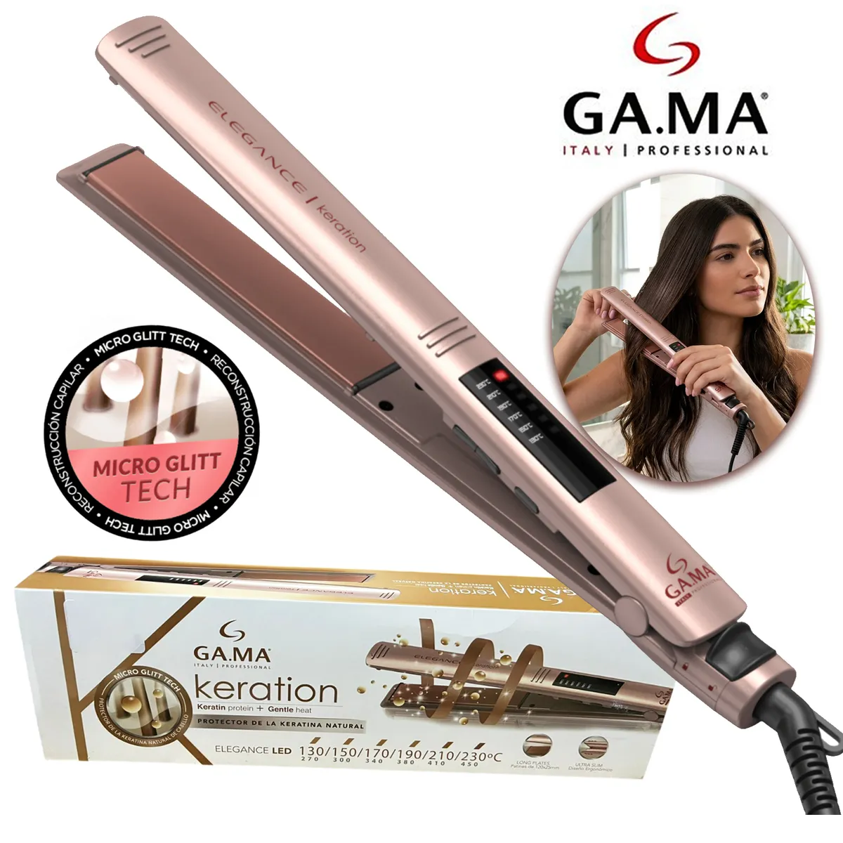 PLANCHA ALISADOR PROFESIONAL ELEGANCE LED KERATION BECHS0000001436 - 1