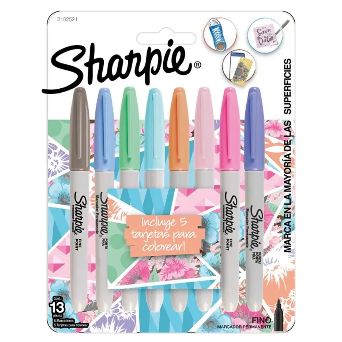 MARCADOR SHARPIE PUNTA FINA PASTEL 8 UND 2102521 - 1