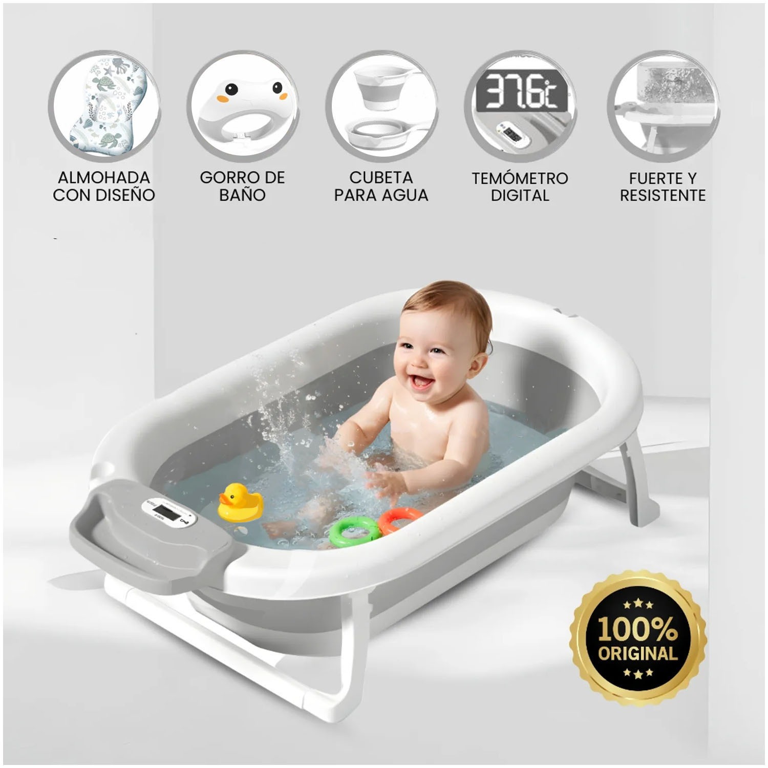 BAÑERA PLEGABLE PARA BEBÉS «MAUI» GRAY - 1