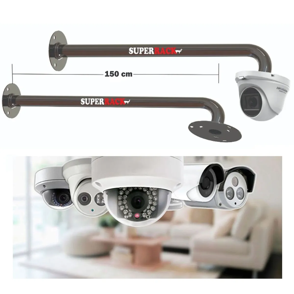 RACK PARA CÁMARA DE SEGURIDAD DOMO 150 CM DE DISTANCIA - 1