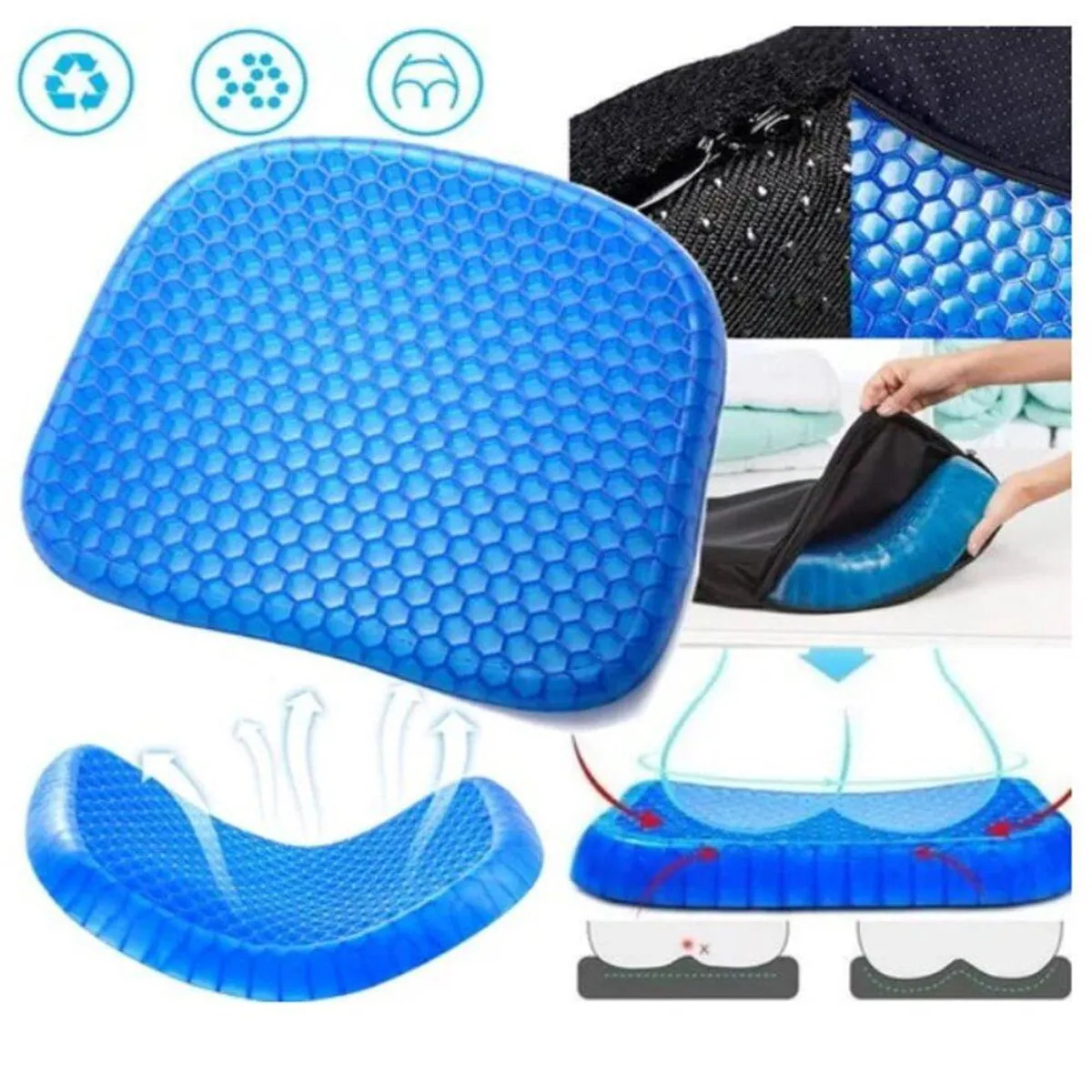 COJÍN DE SOPORTE DE GEL CONFORTABLE CON FUNDA - 1