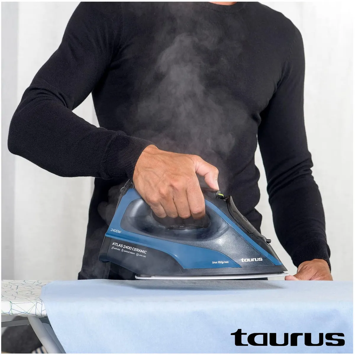 PLANCHA A VAPOR TAURUS BASE CERÁMICA ATLAS 2400 AZUL - 4